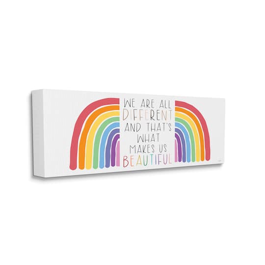 Stupell Industries Bold Rainbow Different Is Beautiful Inspirational Quote Canvas Wall Art
